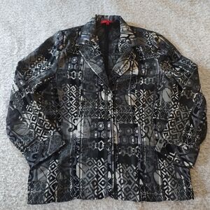 Joni B Extra Large Black Velvety Button-down Jacket Blazer